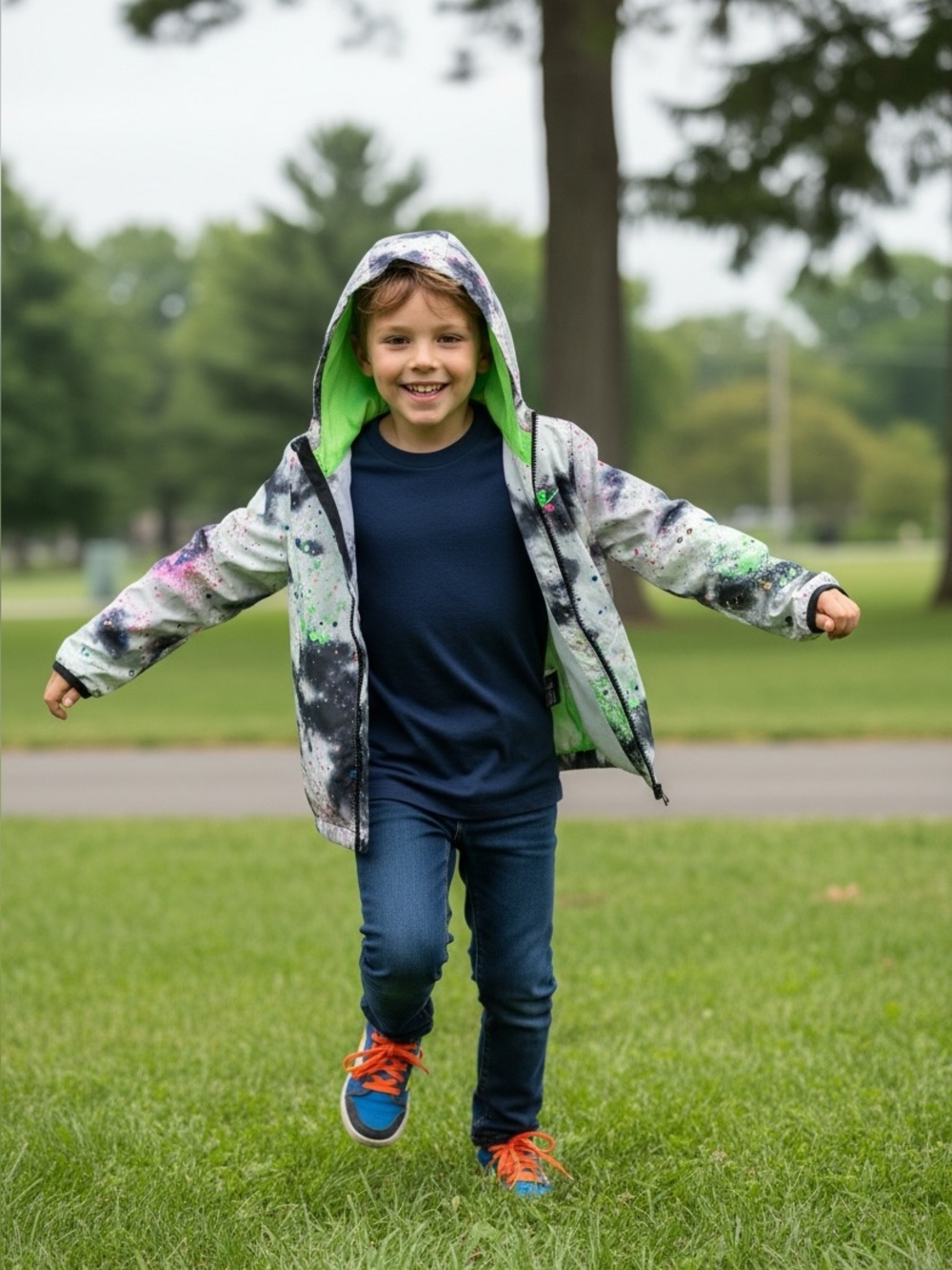 (ANY 2/$25) NIKE JUST DO IT Paint Splatter Lightweight Jacket  7, (6 to 7 Years)